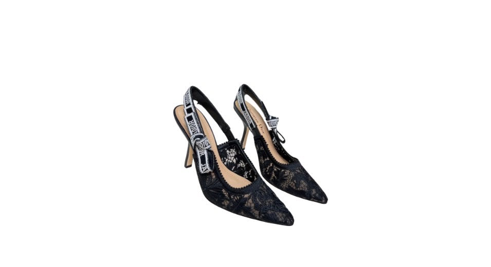 Dior J'adior Slingback-Pumps aus schwarzer Spitze