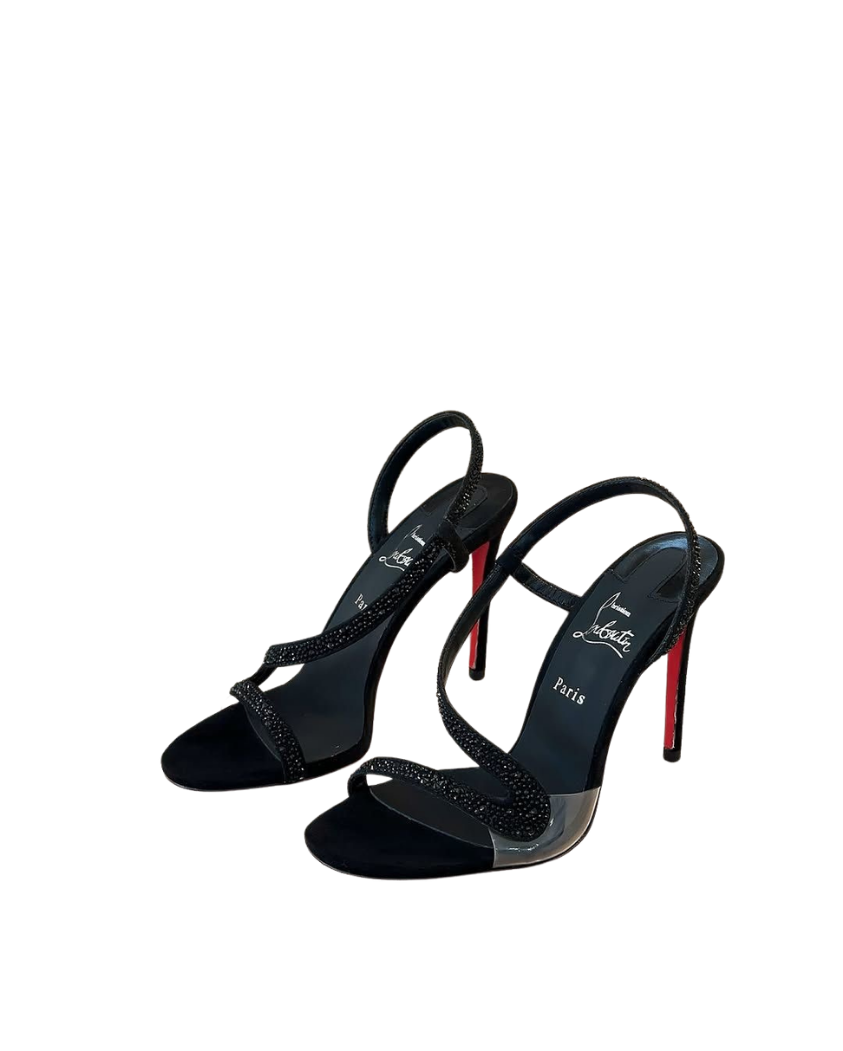 Christian Louboutin Slingback-Pumps aus schwarzem Satin